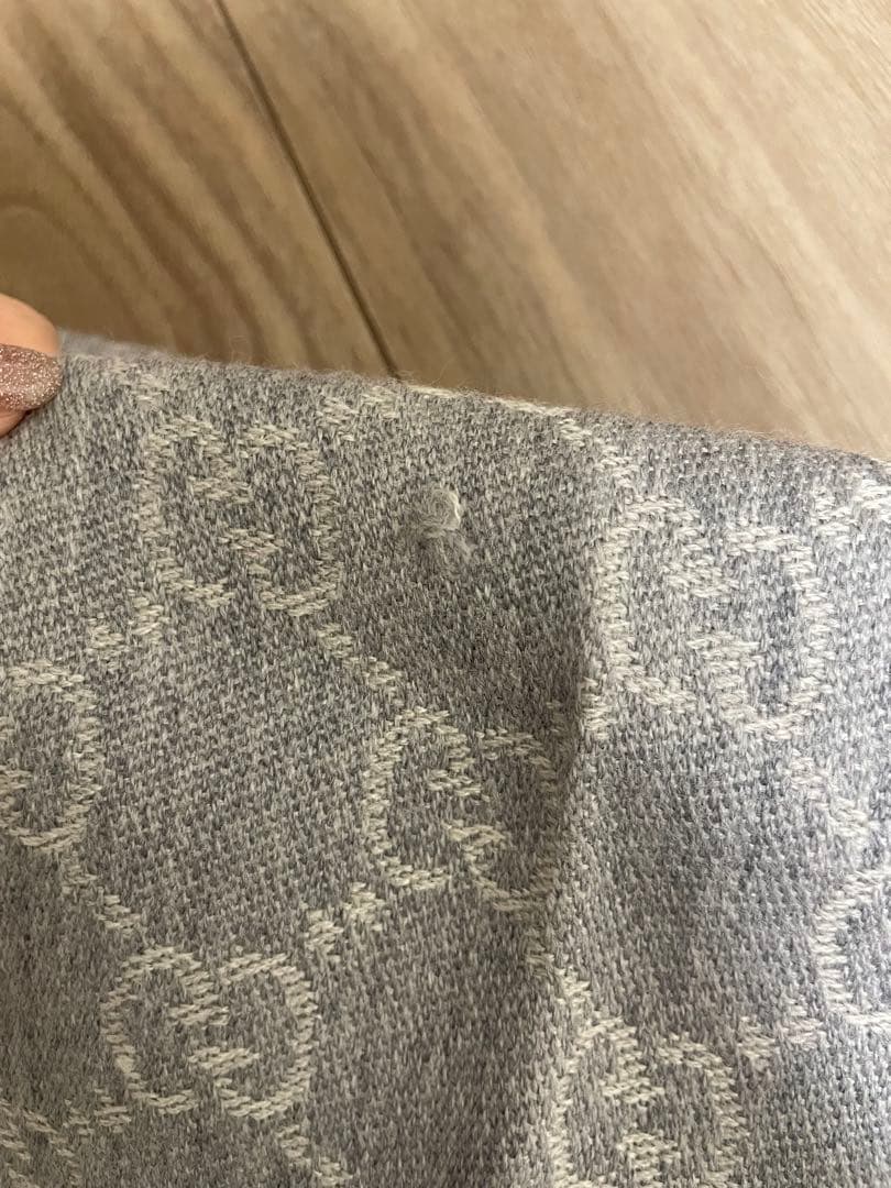 グレー GGパターン マフラー ウール混紡