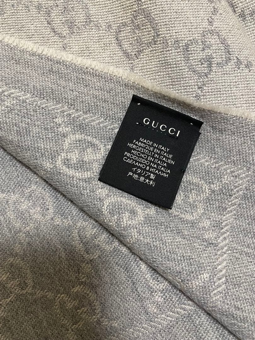 グレー GGパターン マフラー ウール混紡