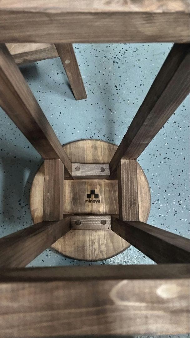 木製 丸イス スツール ハンドメイド 座面高61cm　2脚