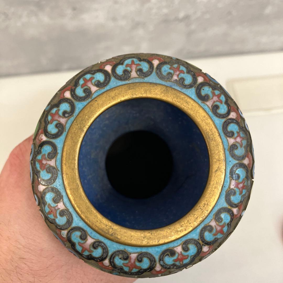 レトロ 中国美術 景泰藍 七宝焼き 花瓶 壺 骨董品 約30cm