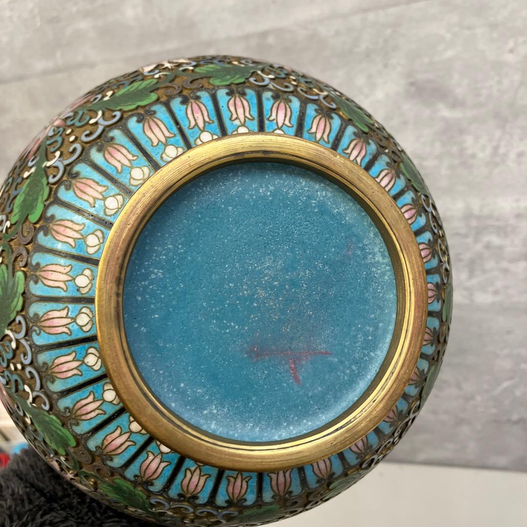 レトロ 中国美術 景泰藍 七宝焼き 花瓶 壺 骨董品 約30cm