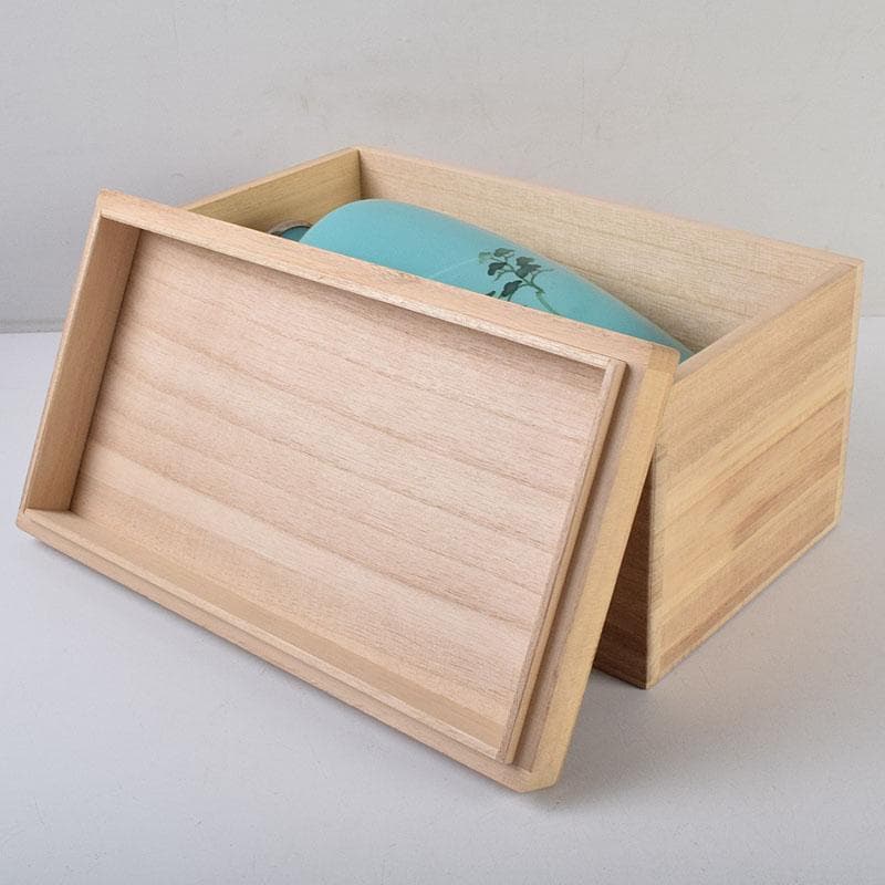 七宝焼　青釉　富士松文　花瓶　唐木台付　共箱　M　R9509