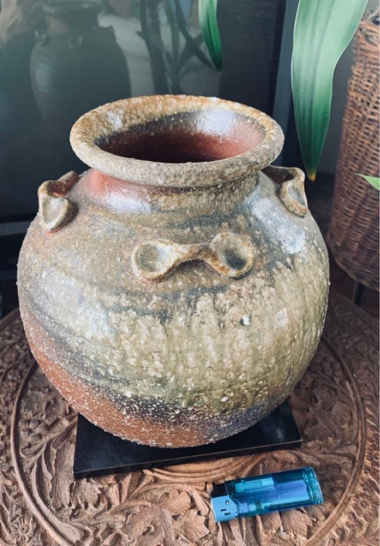 信楽焼、四つ耳、大壺、