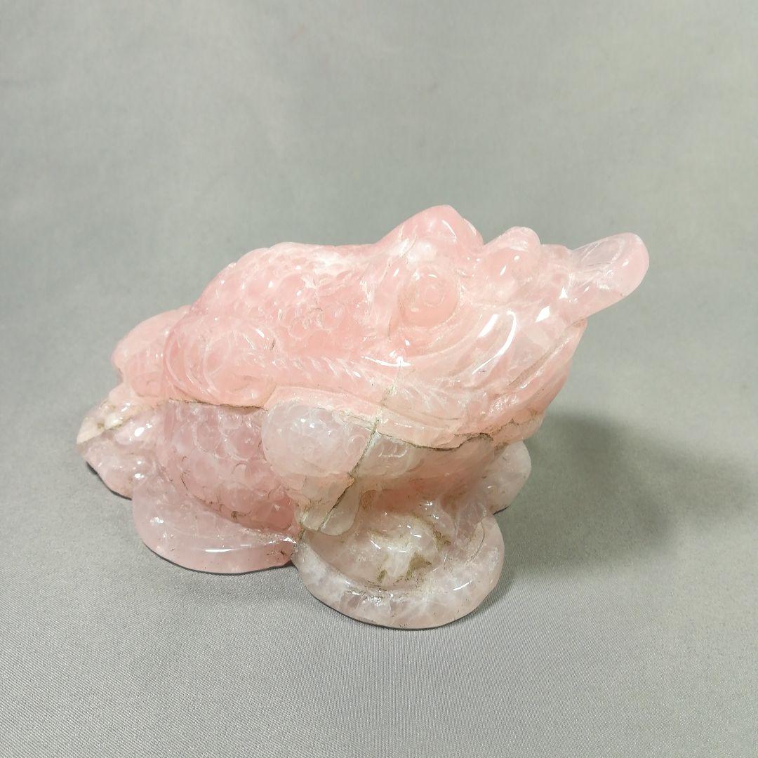ローズクォーツ　銭蛙　置物　ピンク水晶　天然石　パワーストーン　縁起