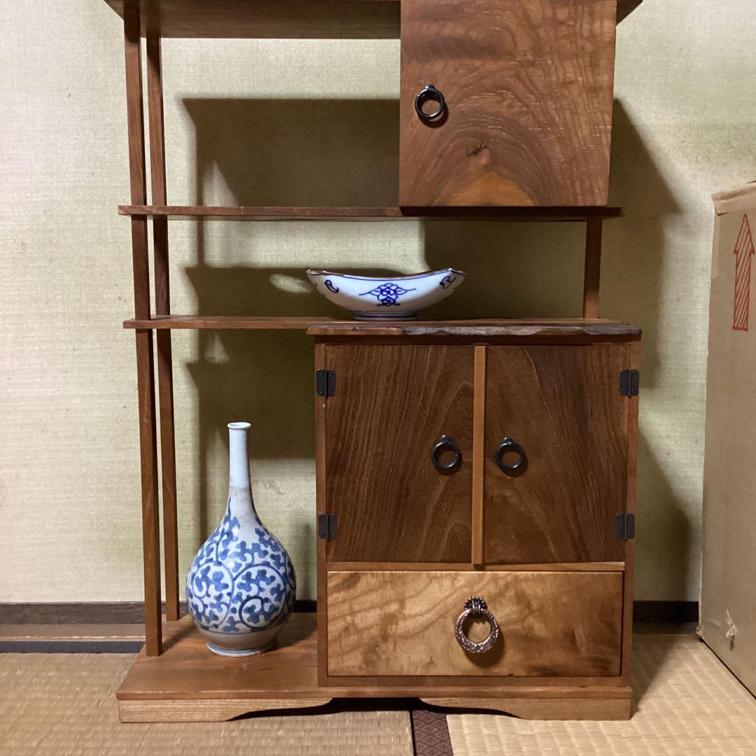 無垢材本桑指物棚　飾り棚高さ60.5cm ×幅約44cm ×下Ｄ17.5cm