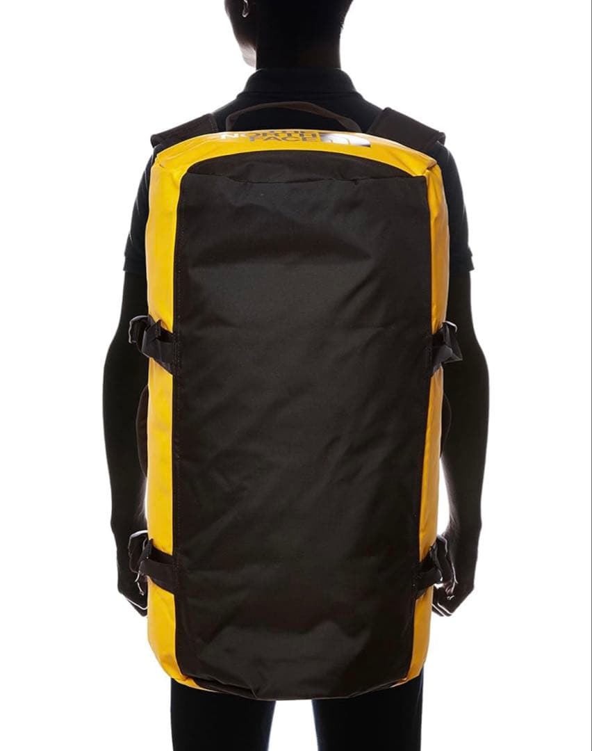 【値下げ】ノースフェイスイエローダッフルバッグM 71L 2way美品