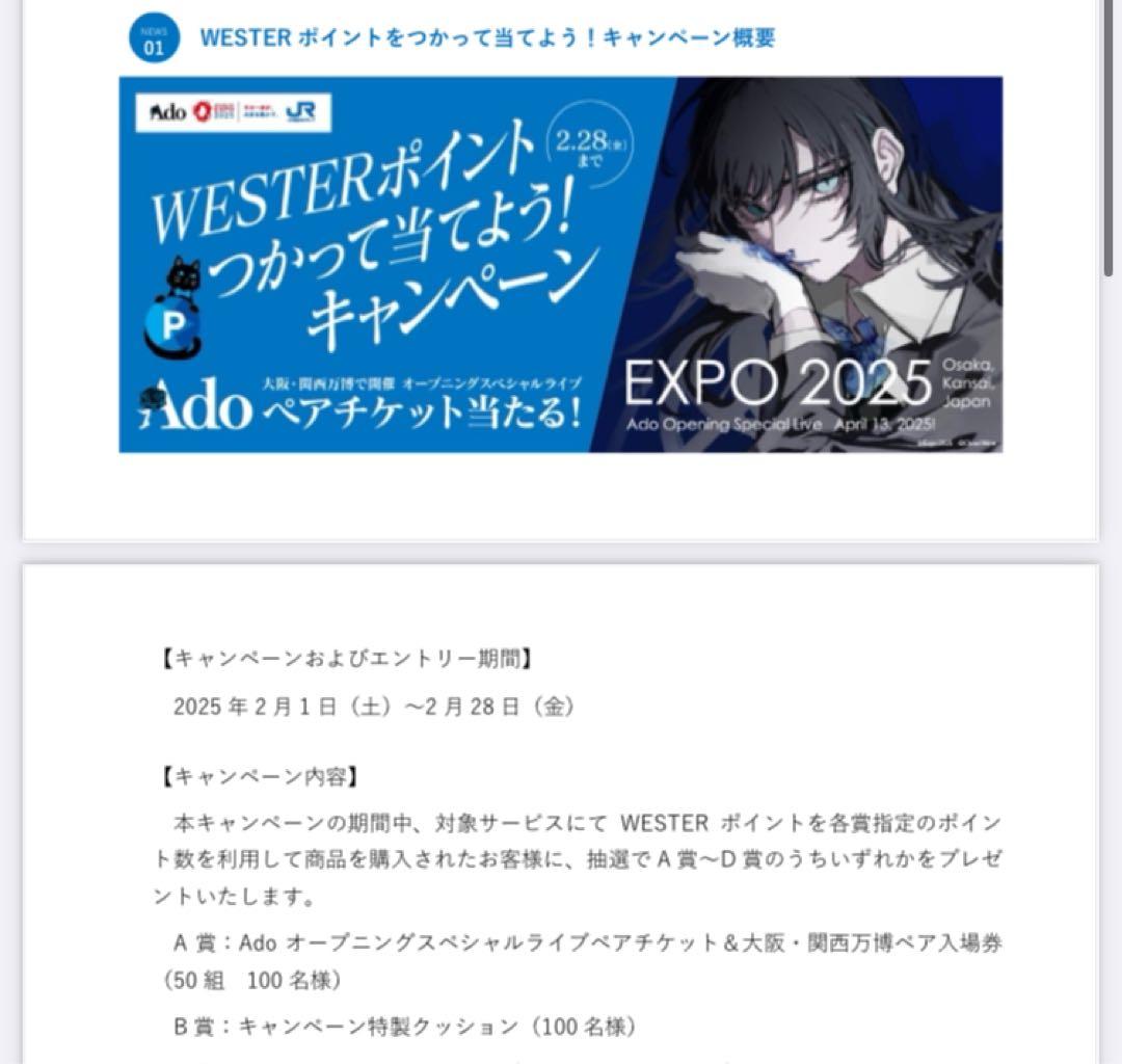 100個限定　ado クッション　westerキャンペーン 非売品