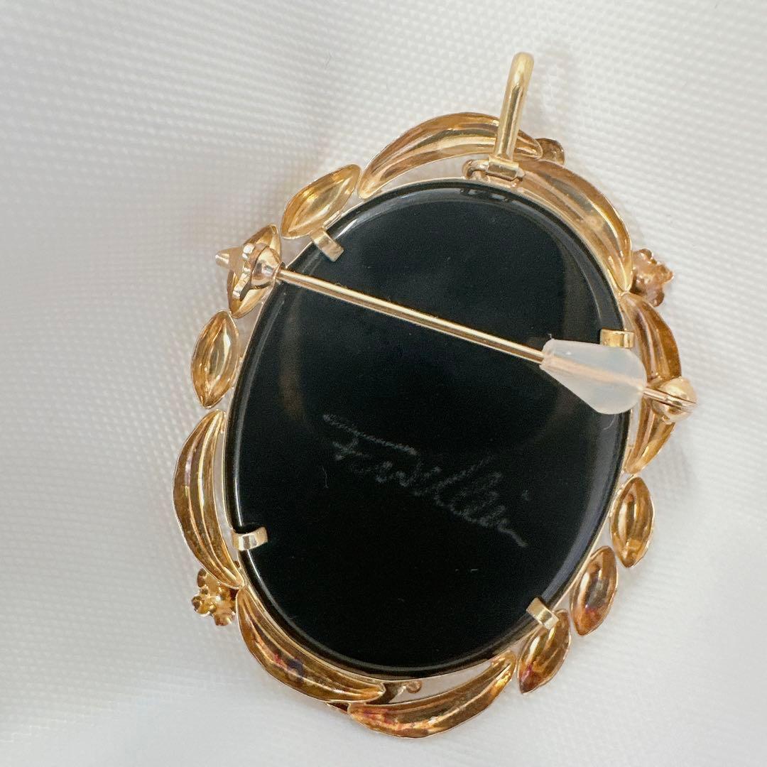 F.W. カメオ天然石 k18ペンダント&ブローチ　総重量8g