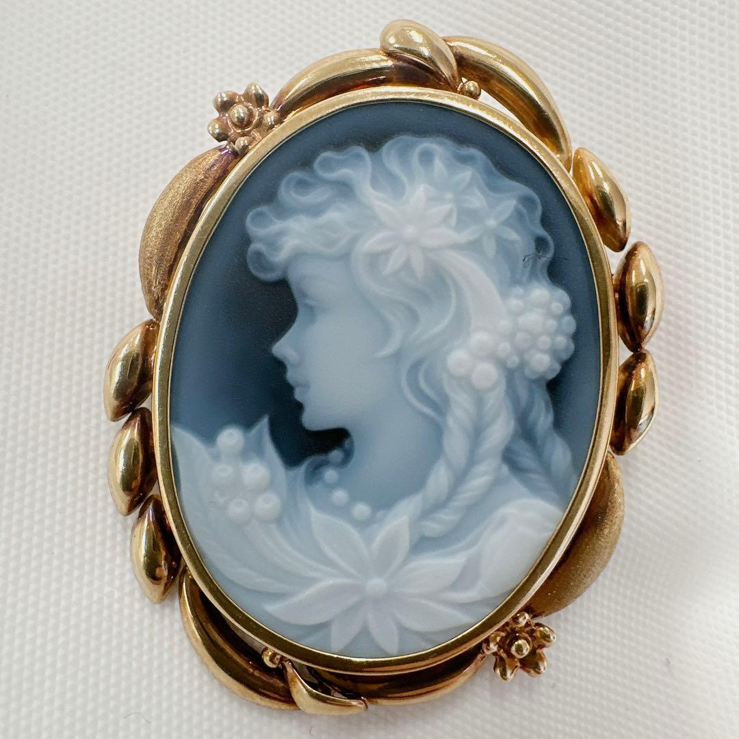 F.W. カメオ天然石 k18ペンダント&ブローチ　総重量8g