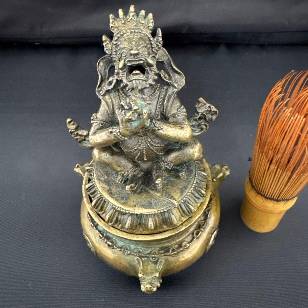 香炉 チベット仏 持金剛 彫刻 置物 開運 風水 骨董 インテリア　アンティーク