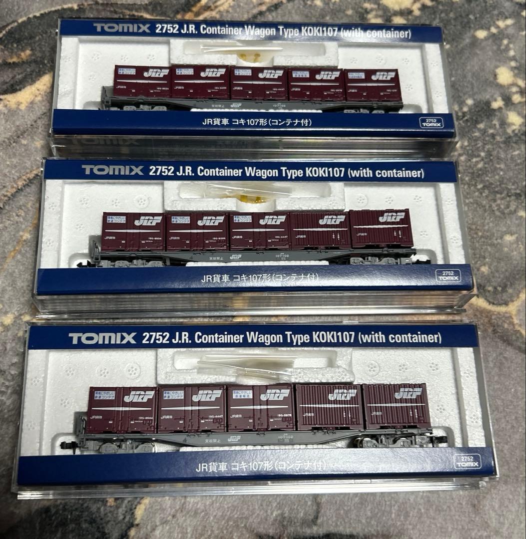 40 TOMIX 2752 JR貸物 コキ107形(コンテナ付き) 3個セット