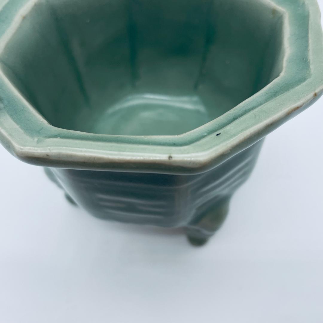 【高麗】青磁 双耳六角三足獣面 香炉 朝鮮美術 朝鮮古玩