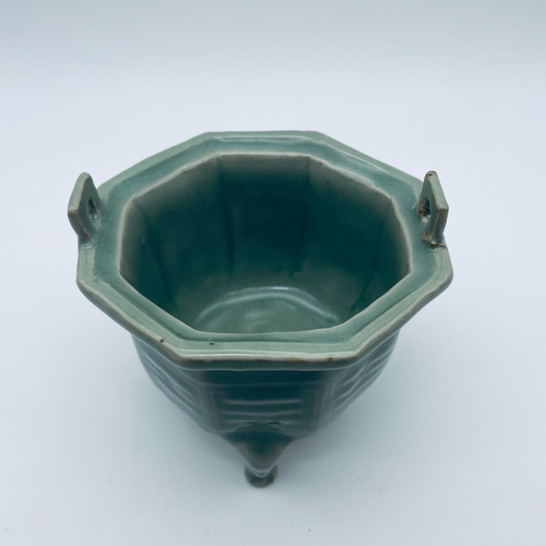 【高麗】青磁 双耳六角三足獣面 香炉 朝鮮美術 朝鮮古玩