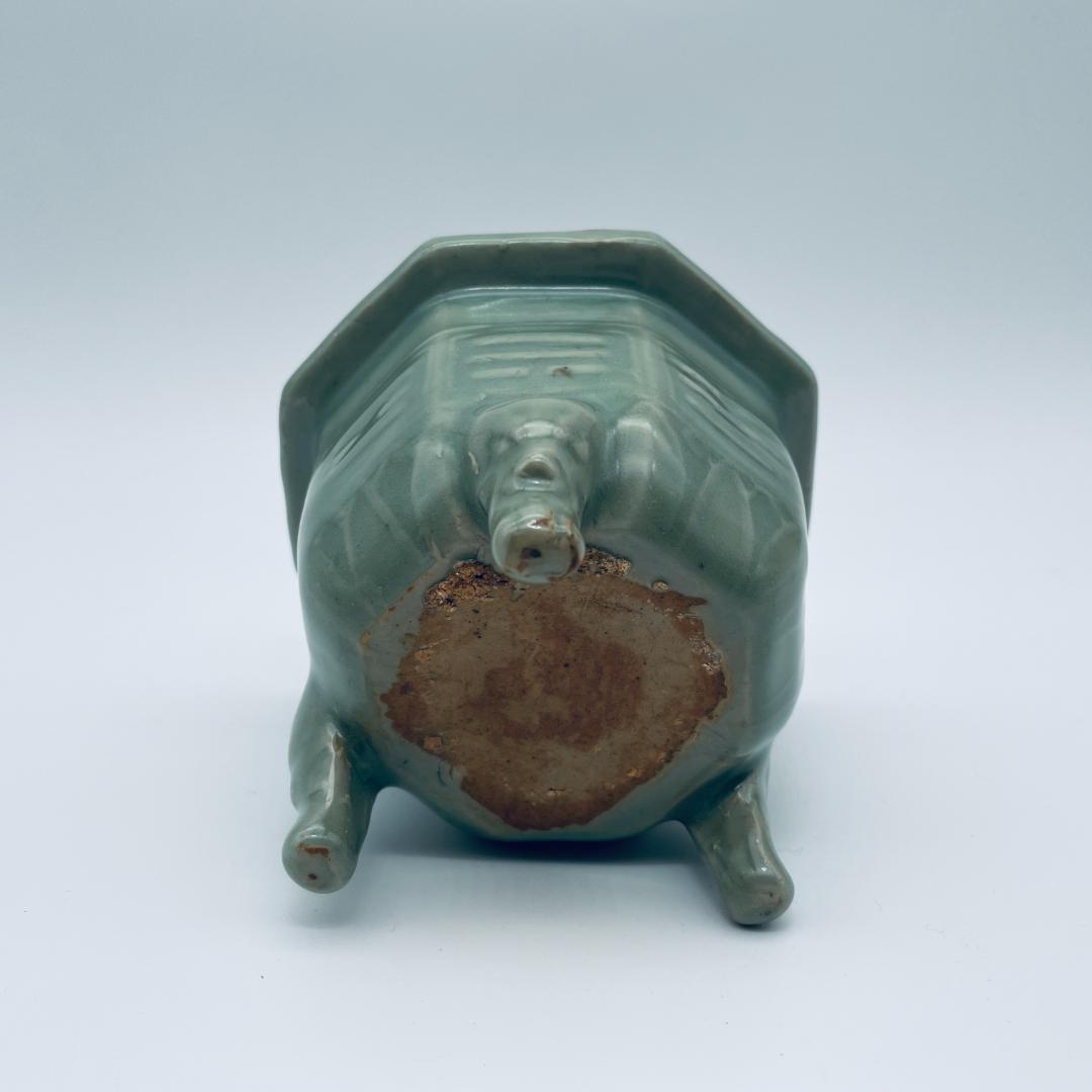 【高麗】青磁 双耳六角三足獣面 香炉 朝鮮美術 朝鮮古玩