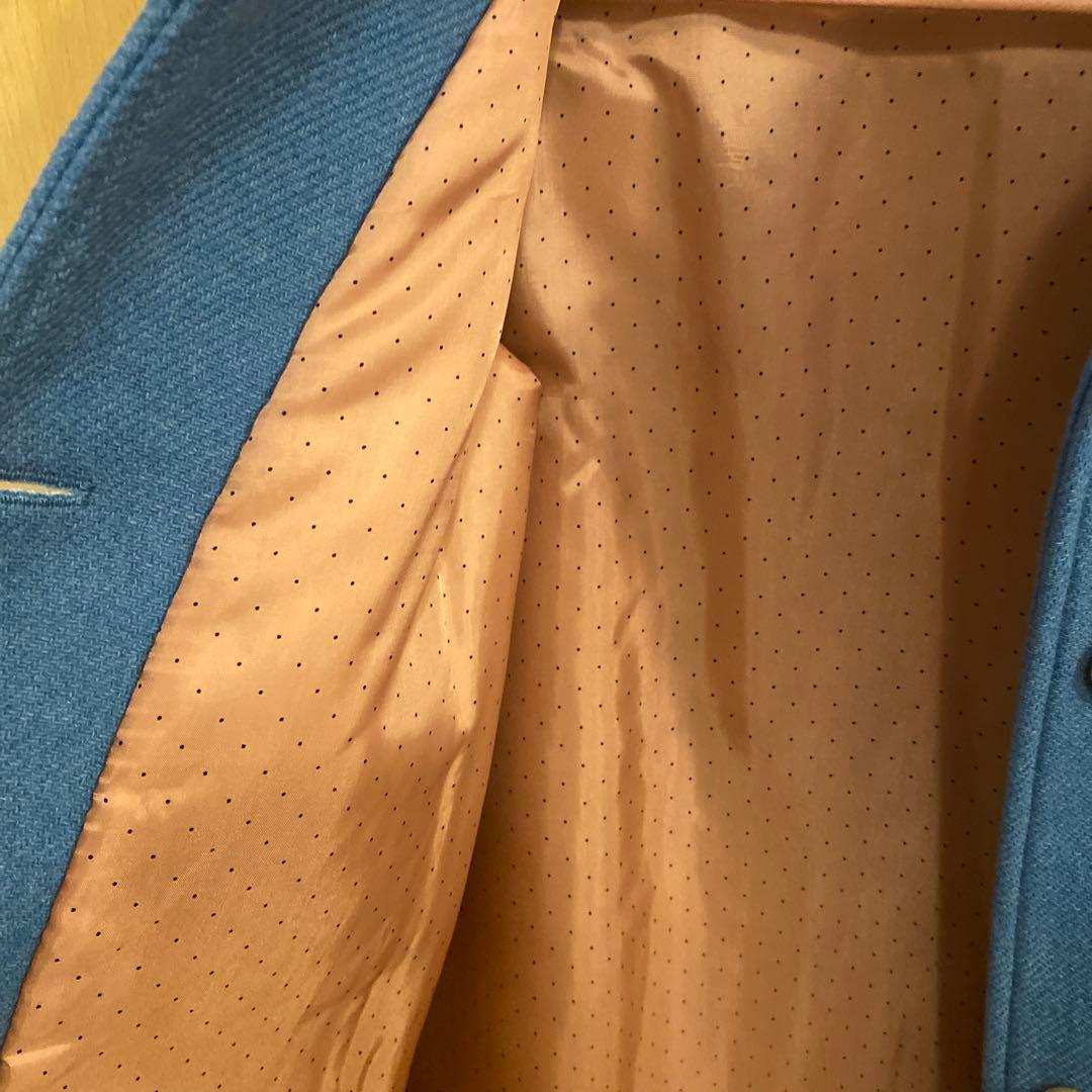 値下げ！ボンポワンbonpoint青色刺繍入りウールコート サイズ12