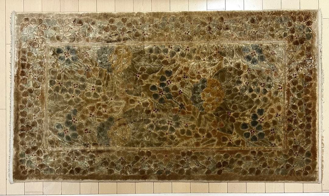 オールド 中国段通 シルク玄関 ラグ 横 123センチ