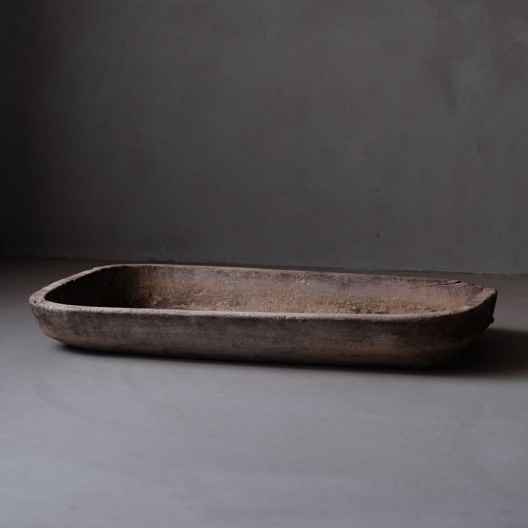 古い木鉢　飼い葉桶 木皿 水盤 古材 古道具 骨董 プリミティブ アンティーク