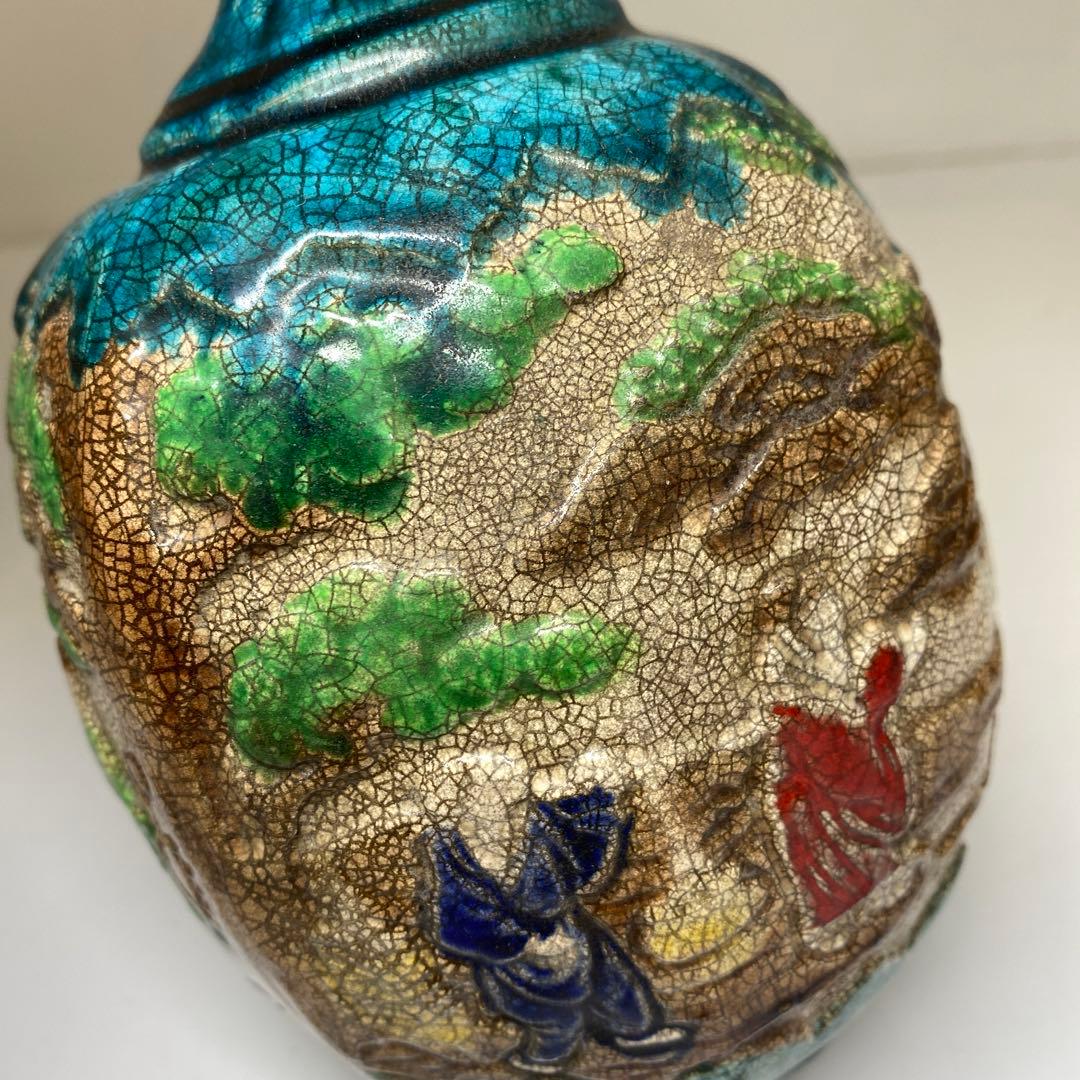 江戸時代　古清水色染付花瓶　木箱付　高さ18.5㎝　東Y7-0121①