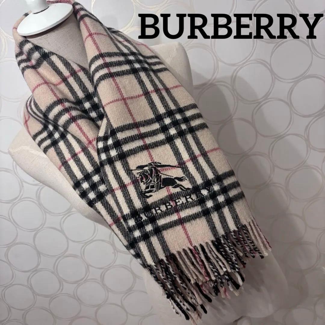 BURBERRY ロゴ刺繍 バーバリーチェック マフラー ショール