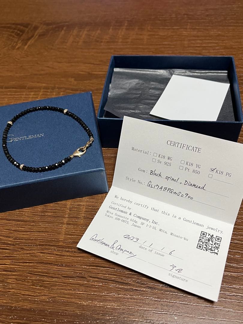 GENTLEMAN K18PG ブラックスピネル ブレスレット