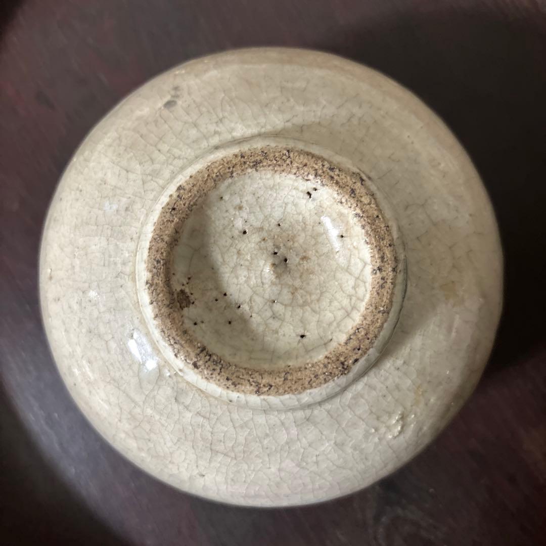 古い丸壷　白釉　塩笥壺　韓国骨董.アンティーク.古民芸.検:立原正秋.白磁.李朝