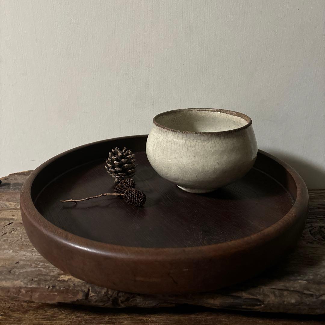 古い丸壷　白釉　塩笥壺　韓国骨董.アンティーク.古民芸.検:立原正秋.白磁.李朝