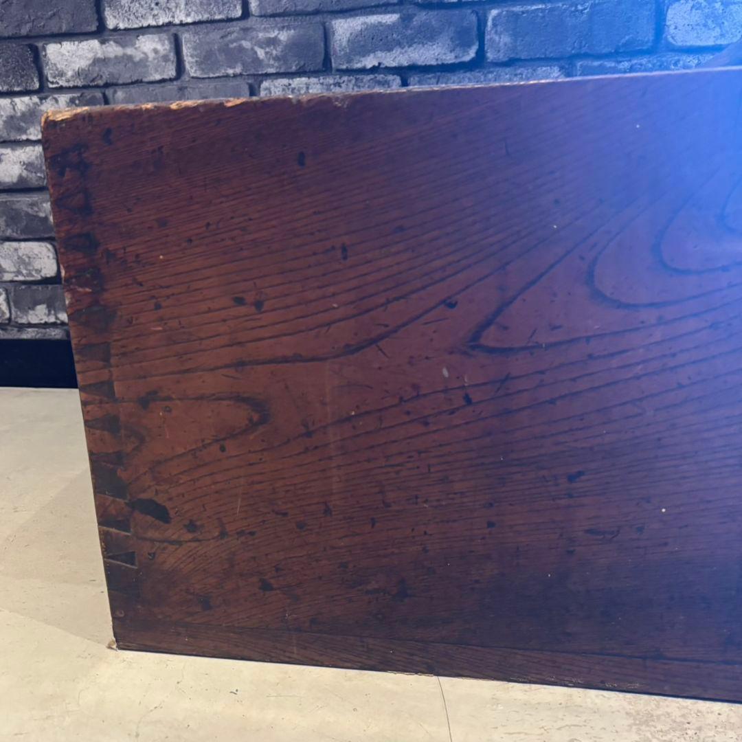 Ly01　木製火鉢　長火鉢　灰入り　昭和レトロ　引き出し付　古道具　アンティーク