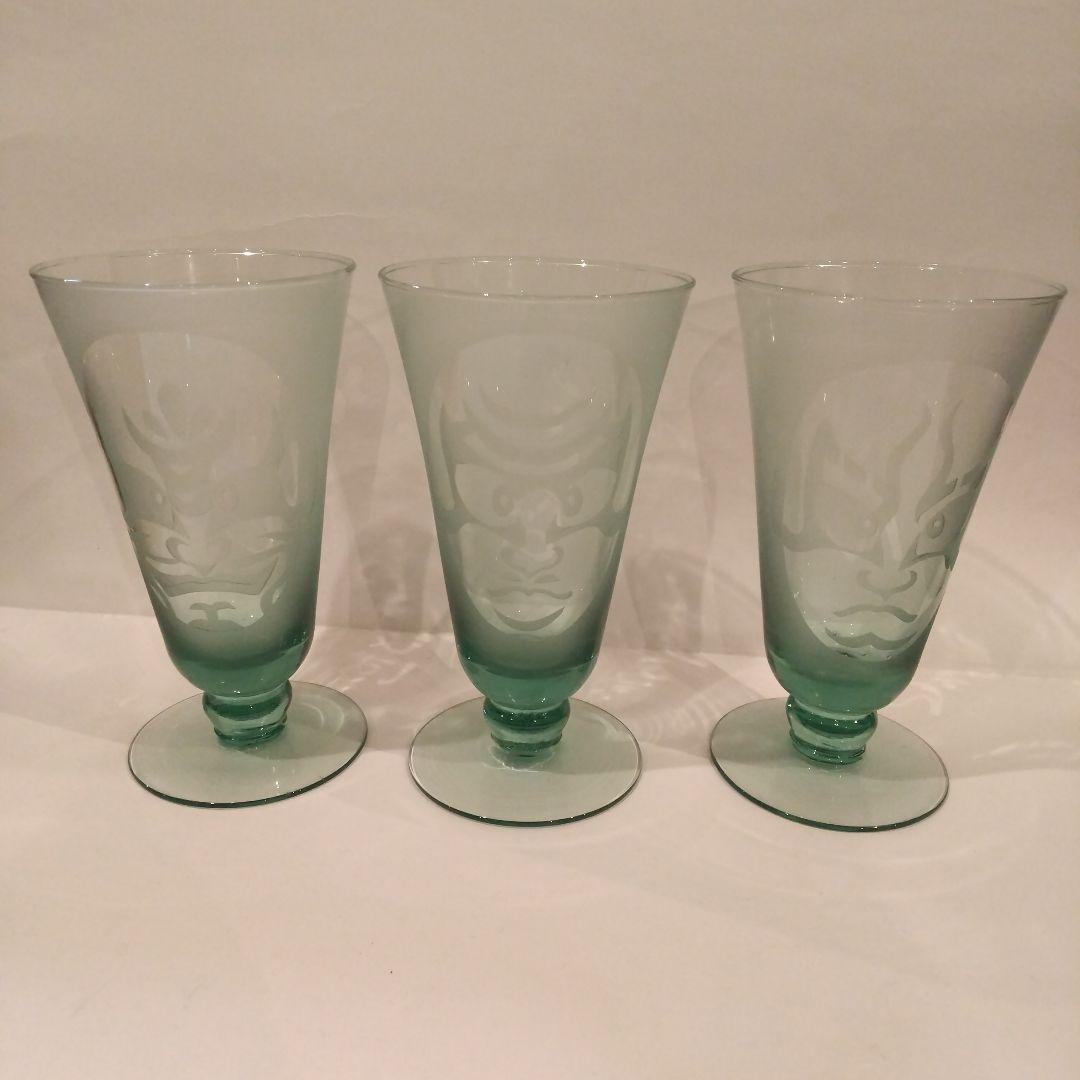 歌舞伎隈取柄サンドブラストグラス