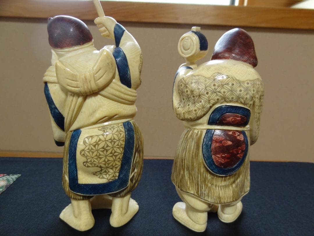 恵比寿大黒　大黒様　縁起物　置物　工芸品　マンモス　天然素材