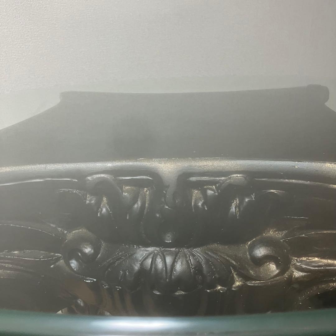 古代イオニア式 ガラス天板テーブル 特徴的な柱デザイン ロココ調　アンティーク