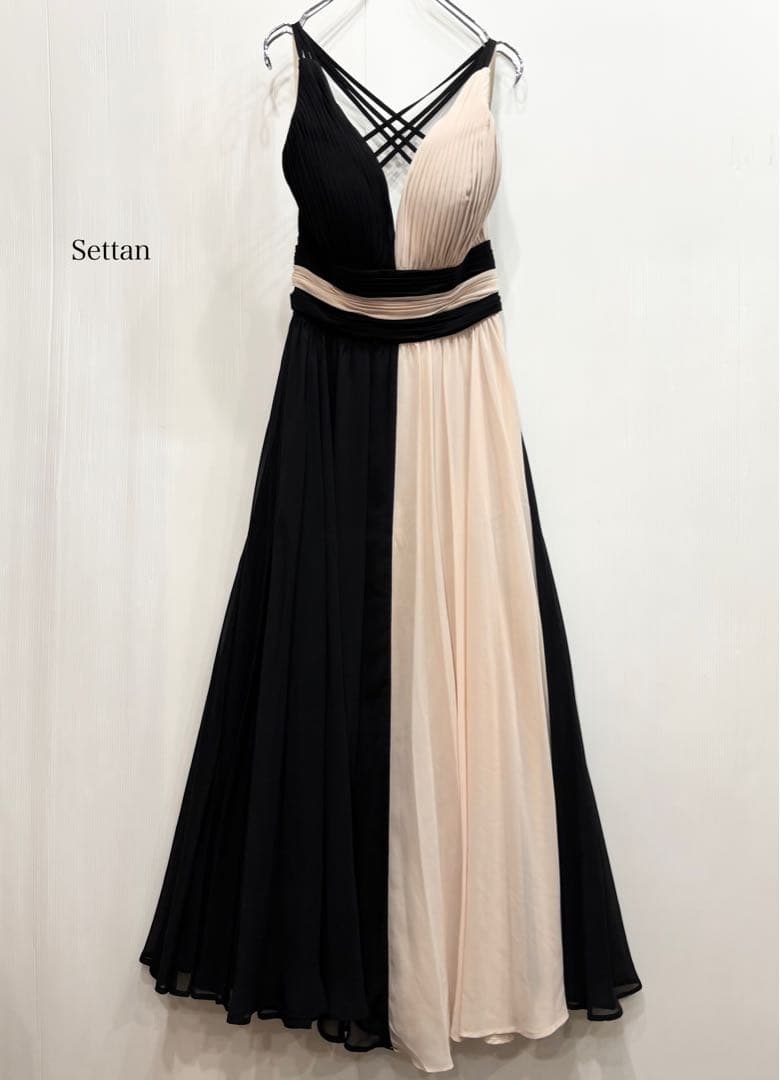 ERUKEI SETTAN バイカラー バッククロス シフォン ロングドレス 4