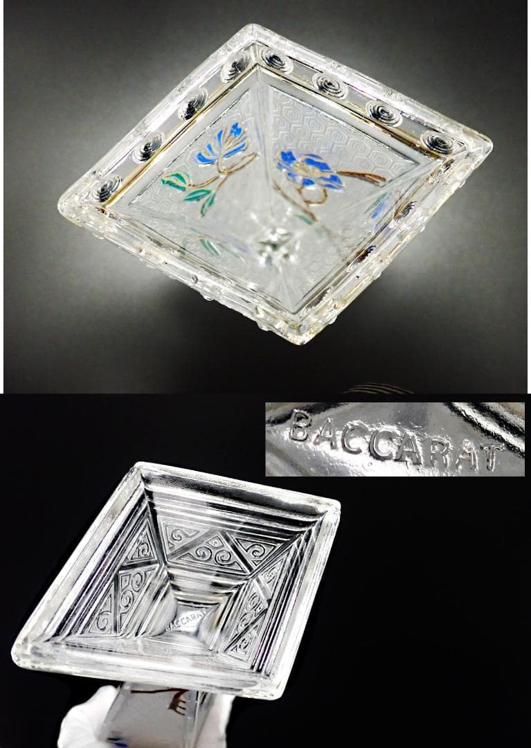 H63 オールド バカラ ジャポニズム 壷 エナメル クリスタルガラス