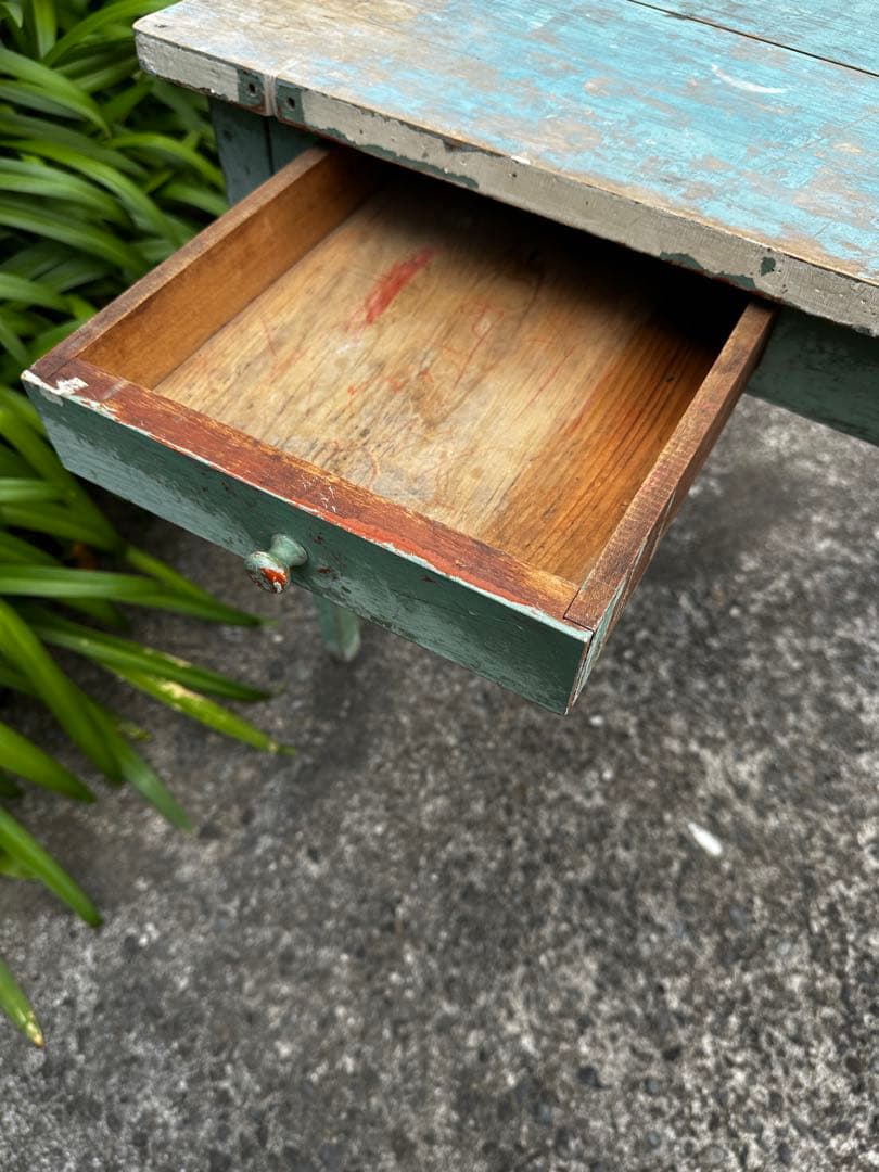 フランスアンティーク木製テーブル 引き出し付き/作業台/1人用/デスク/机