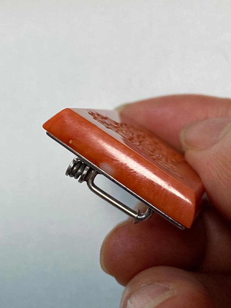 珊瑚　帯留　ブローチ　ヴィンテージ