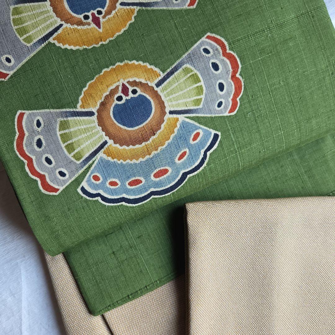 やわらかな榛色　行儀柄の江戸小紋