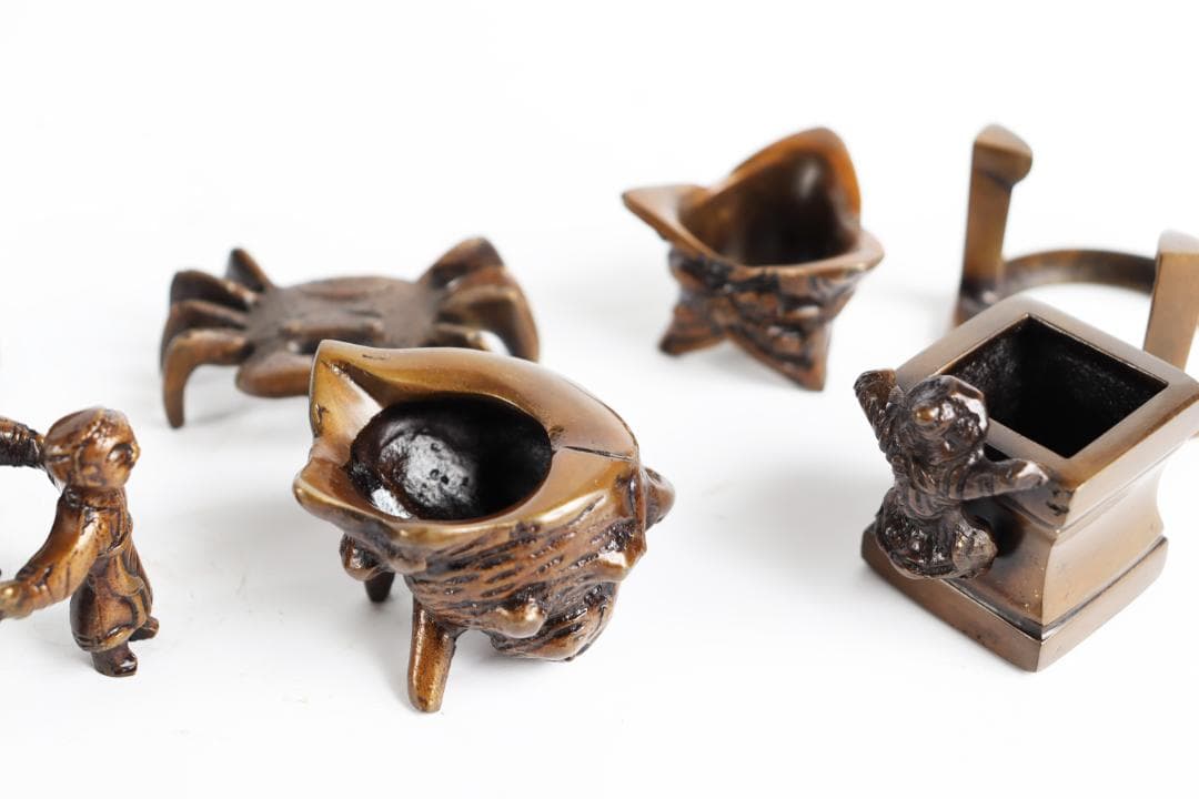 大野芳光 七種 蓋置 共箱 金属工芸工芸品唐銅