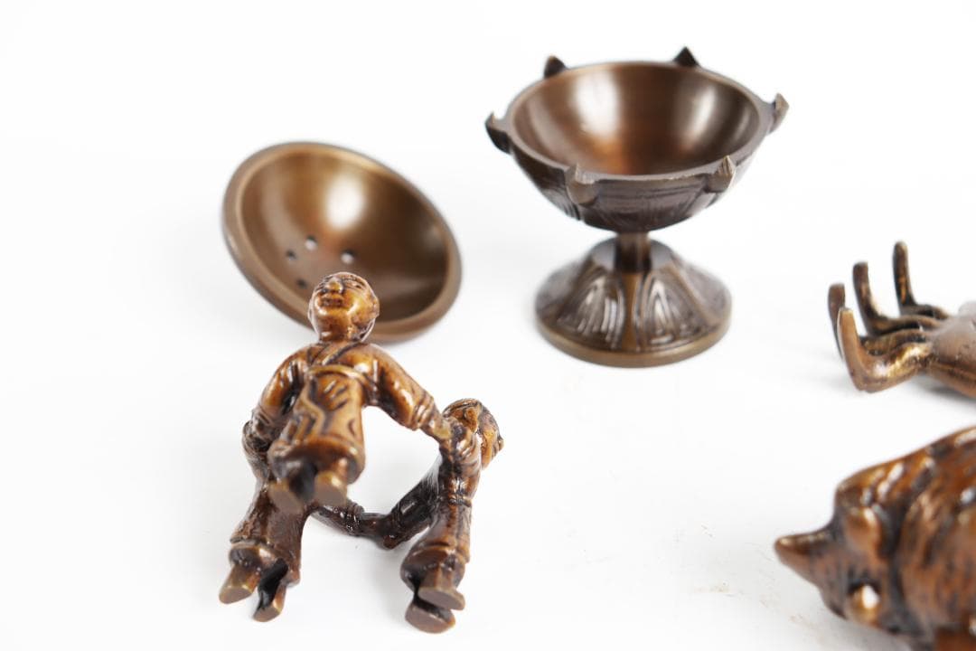 大野芳光 七種 蓋置 共箱 金属工芸工芸品唐銅