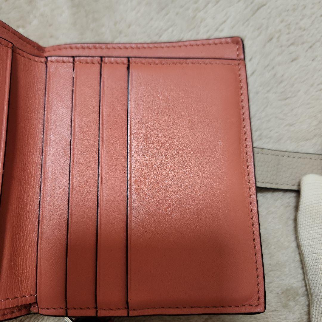 LOEWE アナグラム 二つ折り財布 ベージュ×ピンク コンパクトウォレット