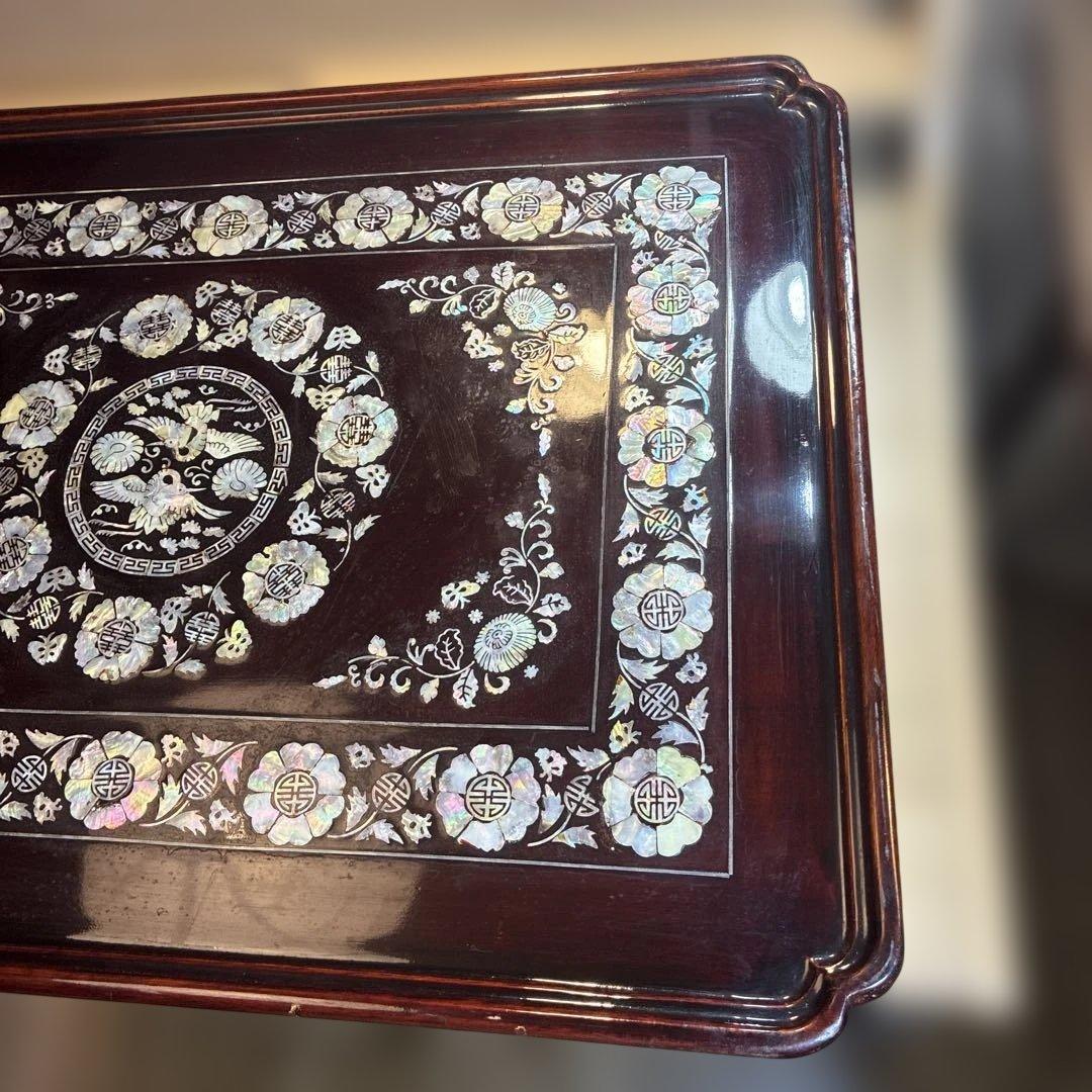 希少　折り畳み式 螺鈿細工 ローテーブル 和家具 伝統工芸　送料込