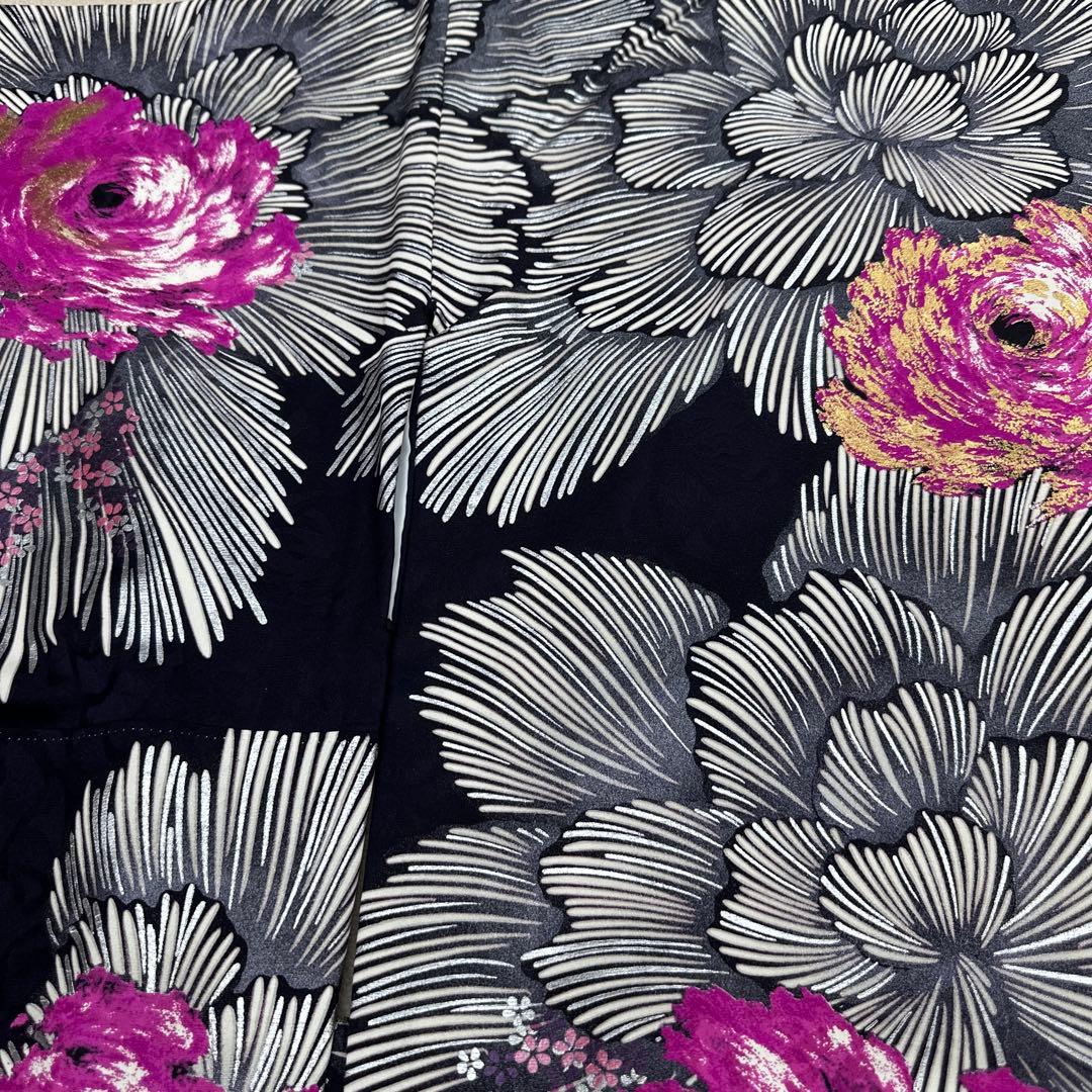 桂由美 ラインストーン キラキラ 薔薇 訪問着 濃紫地