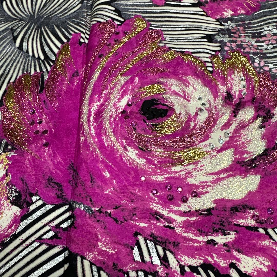 桂由美 ラインストーン キラキラ 薔薇 訪問着 濃紫地