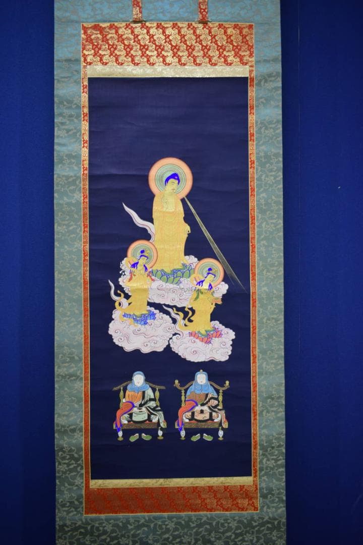 不詳/作者不明/天台宗/三尊仏/三尊佛/佛画/布袋屋掛軸HJ-460