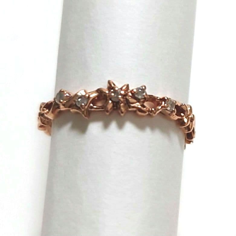 agete アガット K10 7号 ダイヤモンド5石 指輪