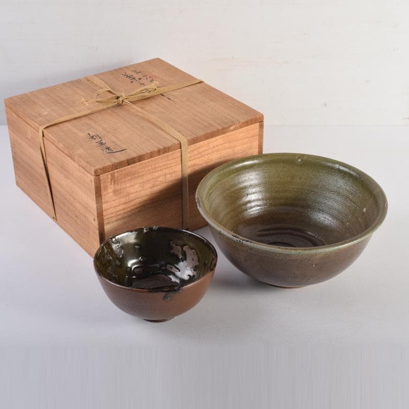 茶道具　利平造　郡上八幡　菓子鉢　茶碗　2点　共箱　N　8281