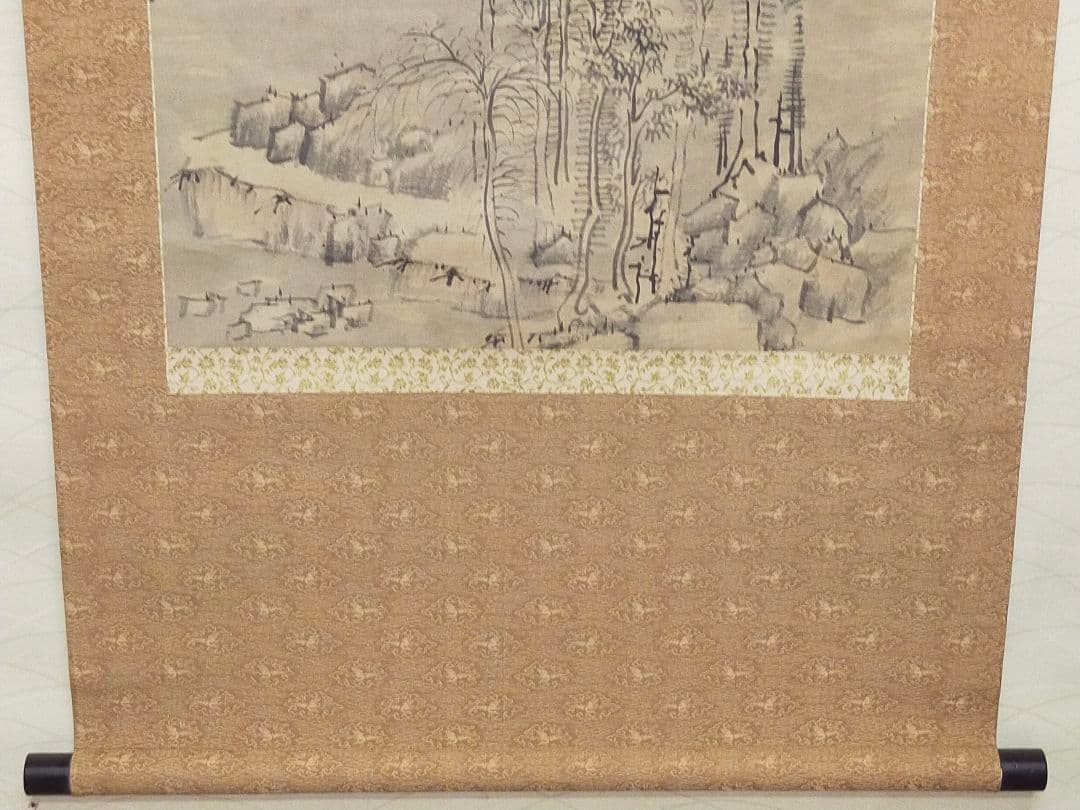 ♥【模写】とても古い　掛軸　貫名菘扇　桐箱付き　南画　山水図　掛け軸　骨董品