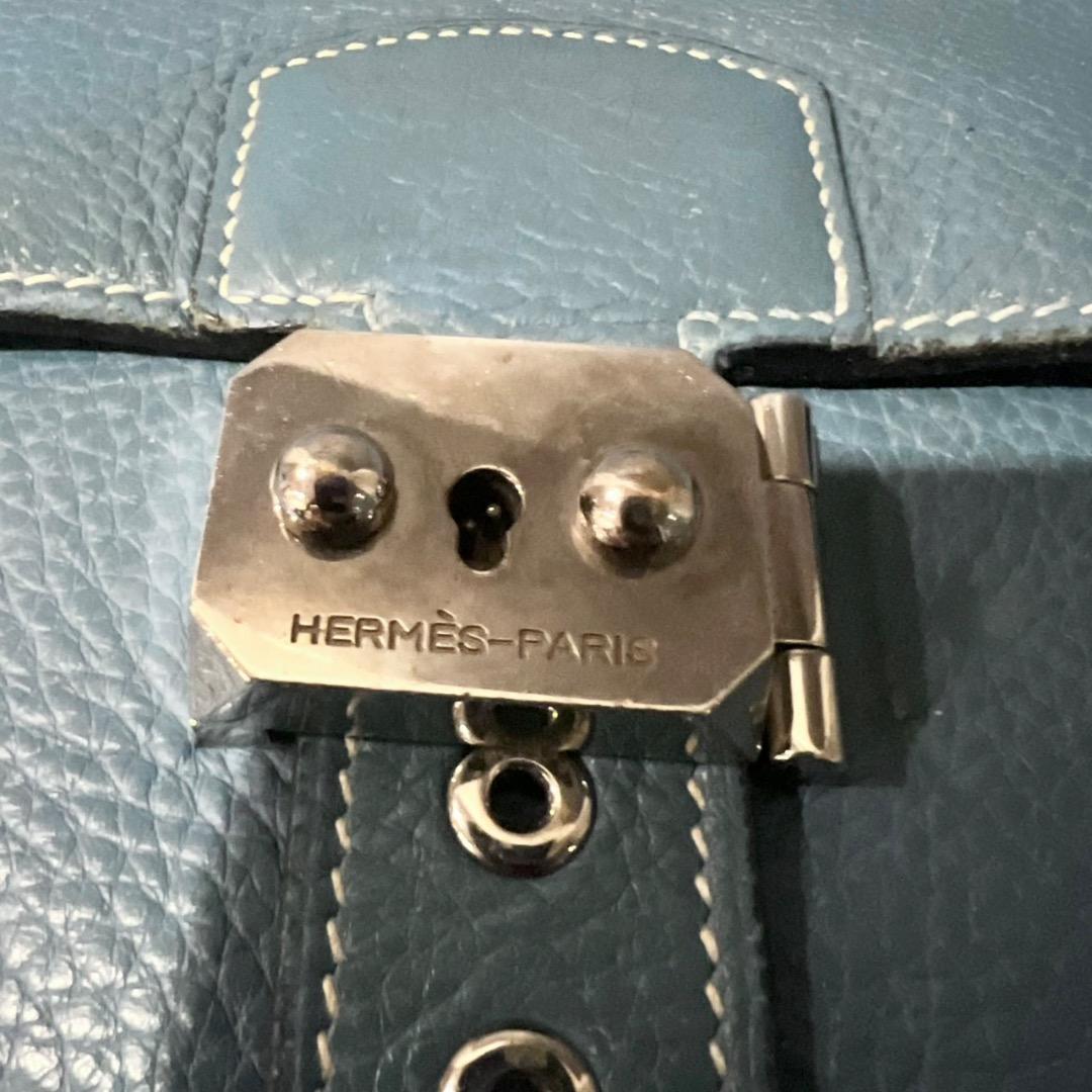 ⭐️エルメス⭐️ サックアデペッシュ ビジネスバッグ ブルー系 本革