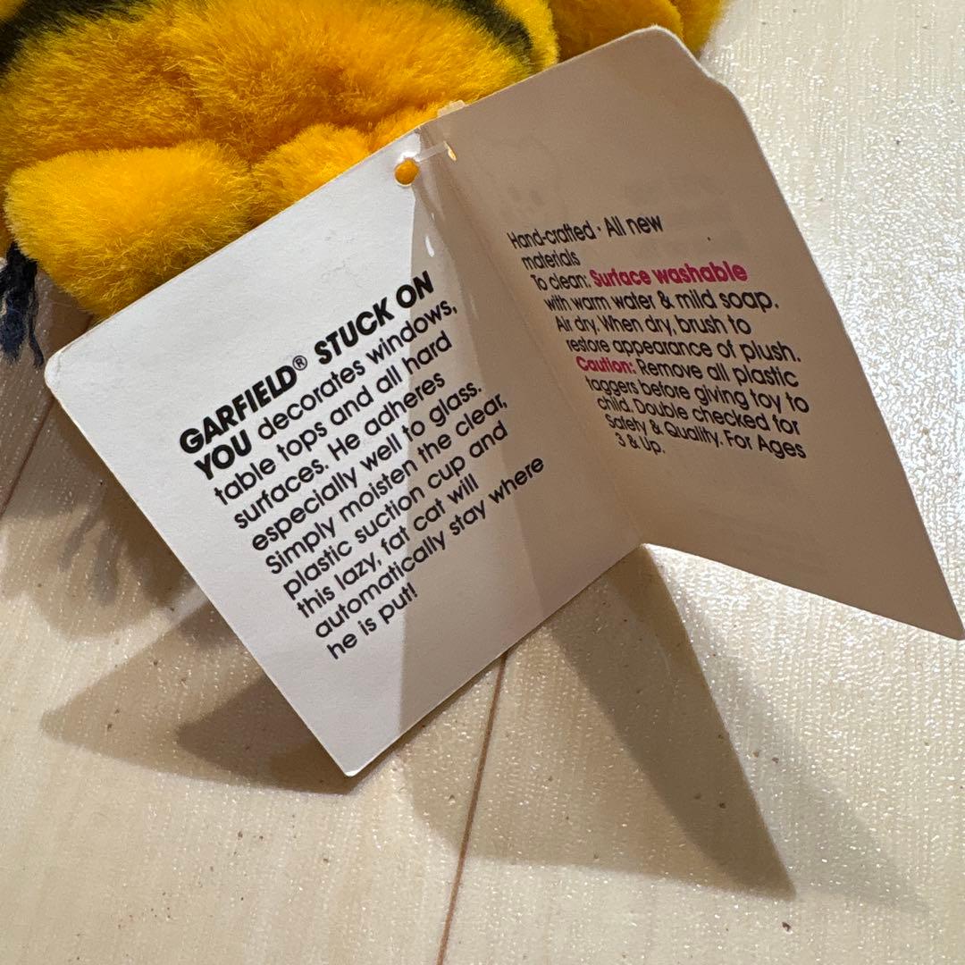 首 回せます お目目真っ白 タグ付き 吸盤 ガーフィールド ぬいぐるみ