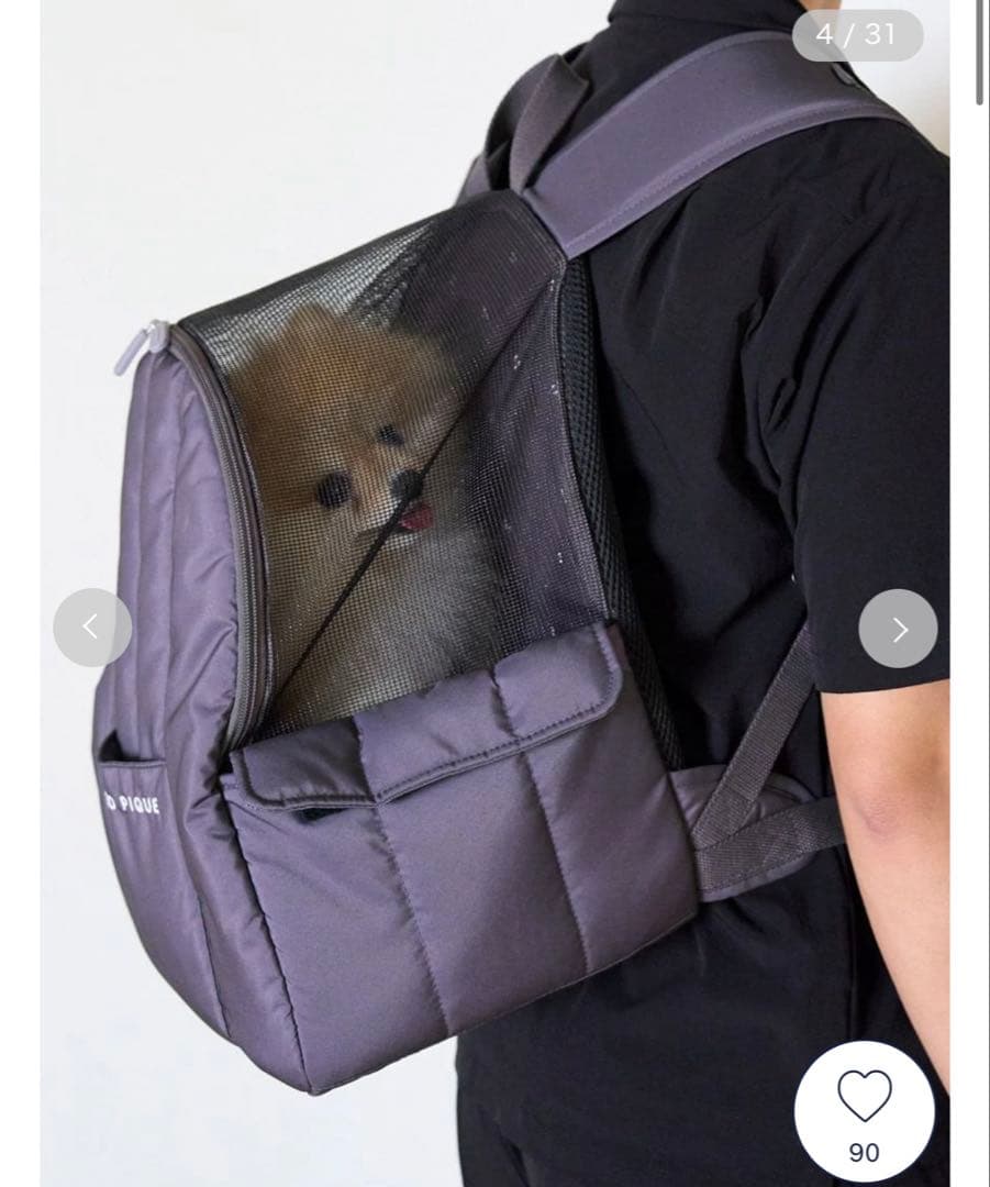 gelato pique バックパック型キャリーバッグ グレー　ペットリュック