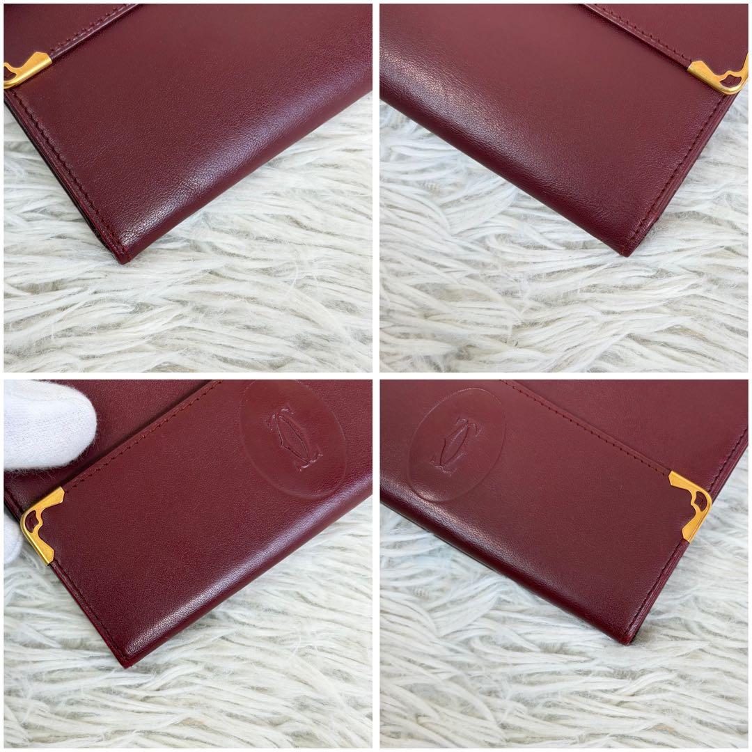未使用級✨Cartier カルティエ 三つ折り財布 Wホック 金具 ボルドー