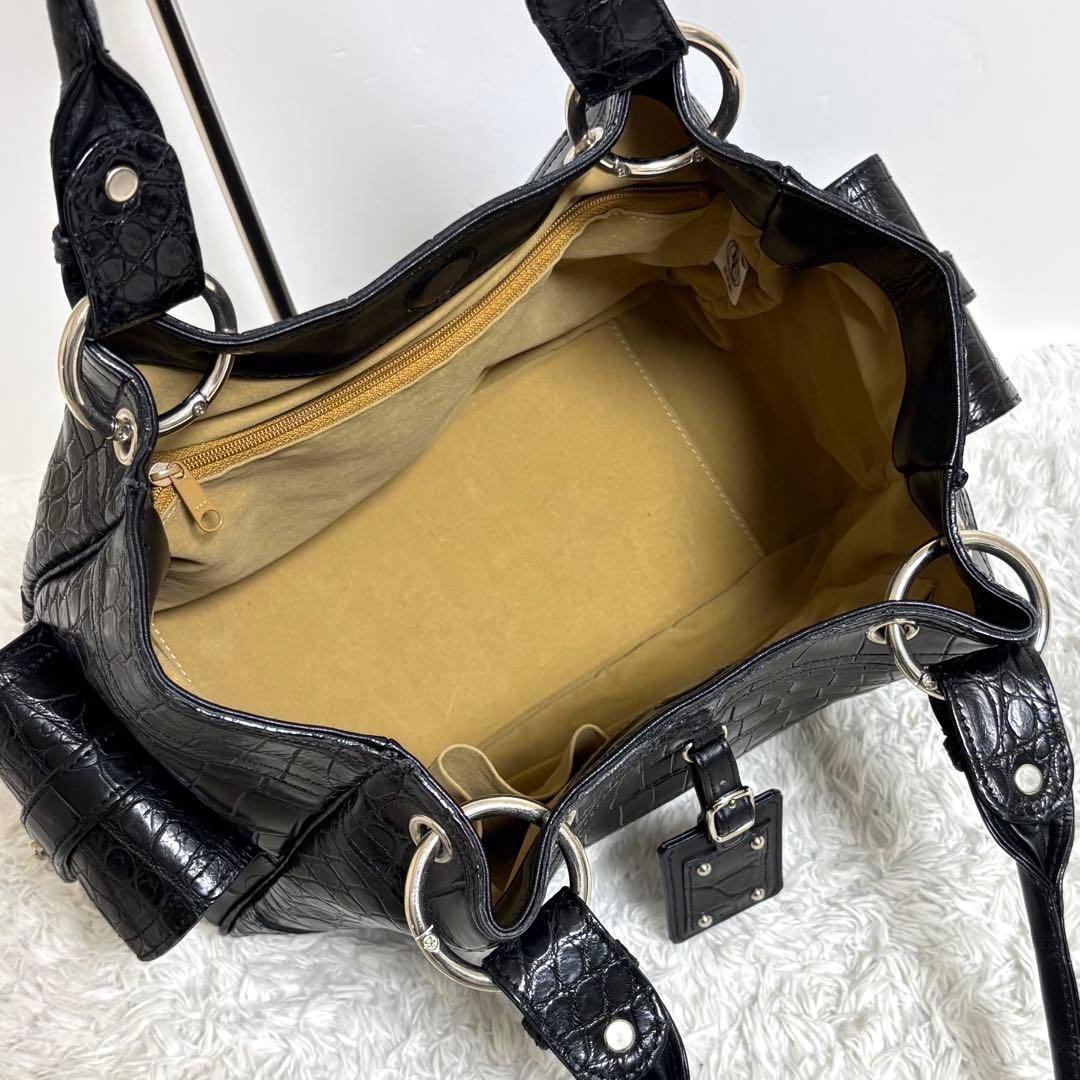 【極美品】 パープルクラウド JRA クロコダイル トートバッグ ハンドバッグ